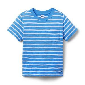 3T Janie and Jack Blue and White Striped Slub Pocket Tee